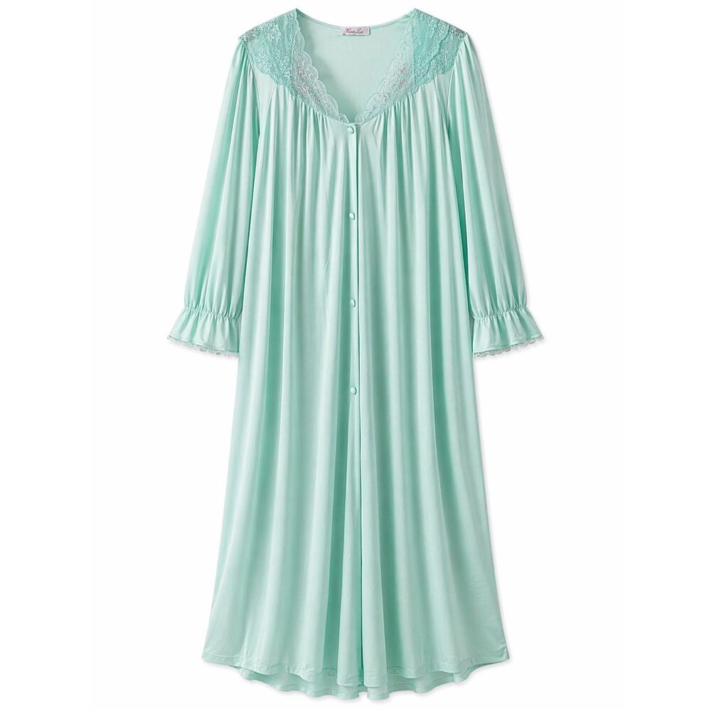 Vanity Fair 2 Pc Vintage Nylon Mint Turquoise Sea Glass Pajama Set Size Medium
